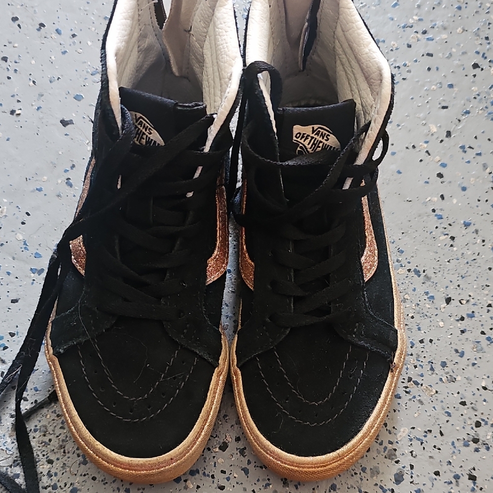 Kids Vans High-Top Sneakers Black with Gold Glitter Accents